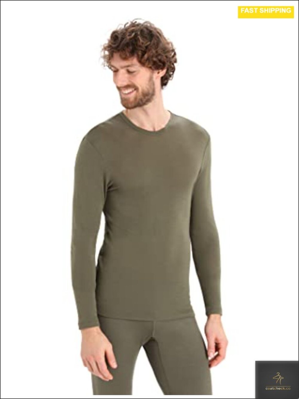 Men's Merino Wool Long Sleeve Crew Base Layer Thermal Shirt